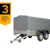 UNITRAILER 264/2 KIPP DOPPELAGS-ANHÄNGER MIT STÜTZRAD, ÜBERROLLBÜGEL UND GRAUER PLANE